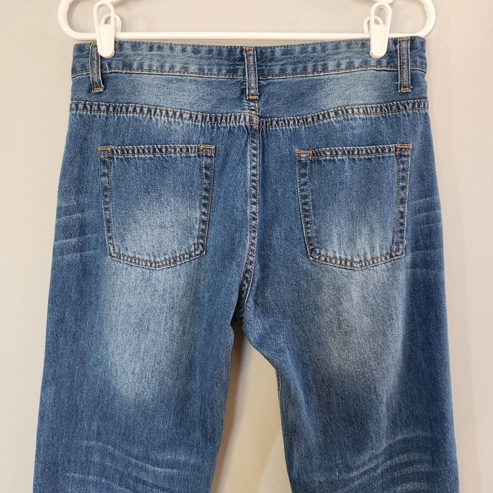 POL Patchwork Raw Hem Blue Jeans - image 7